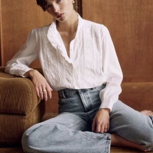 Sezane Chlo Dentelle Lace Shirt Blouse Size 6 US